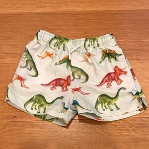 Posh Peanut Dinosaur Print Shorts - Green and Red